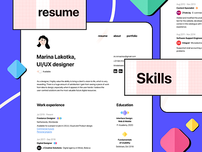 Minimal Figma CV/Resume Freebie cv design figma first shot flat minimal resume template ui ux vector web