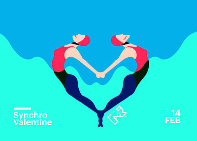 Synchronized Swimming Valentine animation design flat girl girl illustration heart illustration love muslim pakistan pakistani swimming swimming pool swimsuit synchro synchronization synchronized swimming valentine vector