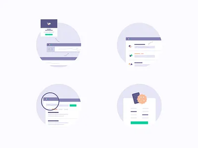 Targeting Options Illustrations blue browser circle circles cookies icon icons illustration illustrative inputs magnifier popup popups product sleeknote targeting ui ux web zoom