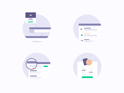 Targeting Options Illustrations blue browser circle circles cookies icon icons illustration illustrative inputs magnifier popup popups product sleeknote targeting ui ux web zoom