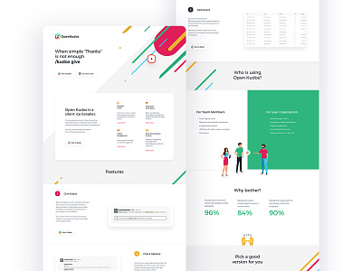 Open kudos app bot clean design flat landing simple slack ui ux