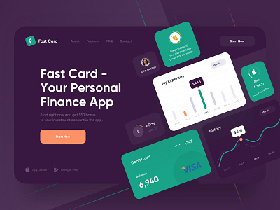 Landing for mobile banking - Webdesign bank banking credit creditcard finance finances financial fintech landingpage web web design webdesign website website design