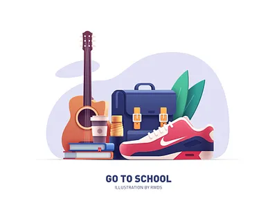 School coffee design icon illustration ps skate umbrell vector