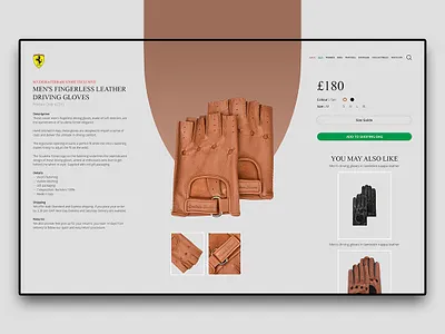 Ferrari Scuderia Gloves Daily UI dailyui design ecommerce ferrari webdesign website websitedesign