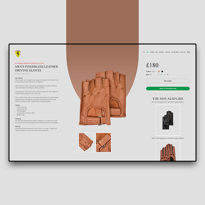 Ferrari Scuderia Gloves Daily UI dailyui design ecommerce ferrari webdesign website websitedesign