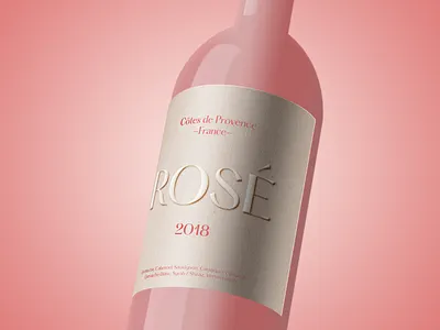 Rose Wine Label bottle branding emboss gold gradient grape label naming packaging paper rose wine