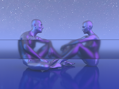 Together - Render #68 100days 3d abstract aesthetic arnoldrender art blue c4d cinema 4d concept design everyday hdri longexposure love michael rappaz night render sky together