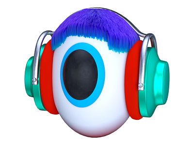 MUSIC 3d android arnold art cgi character design emoji eye headphones illustration ios render sticker telegram