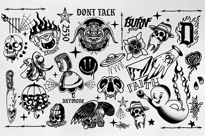 tattoo flash 'Dont Talk Anymore' blackandwhite flash flat graphicdesign icon illustraion illustration illustration art merchandise procreate skull tattoo tattoo design tshirt tshirtdesign