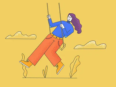 Swinging through the week careless character emotion fun girl girl illustration happy human illustration illustration art joy minimalist outlines procreate swing