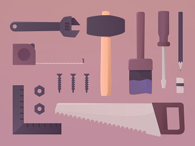Building products builder building carpenter design flat illustration mvp product service service design tool toolbox tools