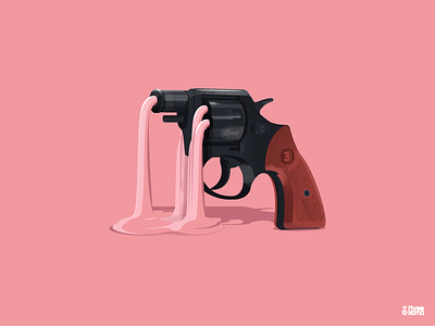 Bubble Gun arme bubblegum chewinggum freelance graphic design graphic designer graphiste gun illustration illustrator pink pistol rose weapons