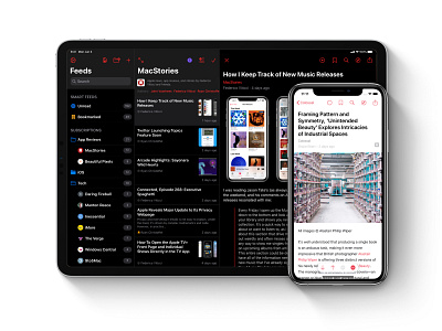 Elytra Multi-Column Layout dark dark mode feed ipad ipad app ipados iphone iphone app layout native reader rss