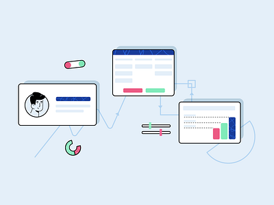 CRM illustration crm design drawings flat illustration minimal ui