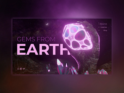 Gems From Earth gem gemstone glow hero image hero section ui uidesign uiux web web design webdesign website website design