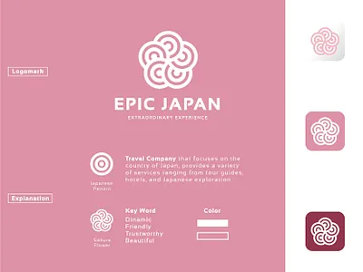 Epic Japan (Sakura + Japan Pattern) app branding business logo design dinamic icon japan logo logomark love modern logo pink sakura startup travel