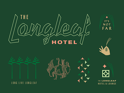 The Longleaf Hotel brand marks emblem forest hotel logo logotype longleaf mark motor lodge pine trees pinecone