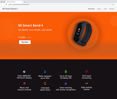 Mi Smart Band 4 Landing Page UI 2020 trend landing page ui latest ui ux