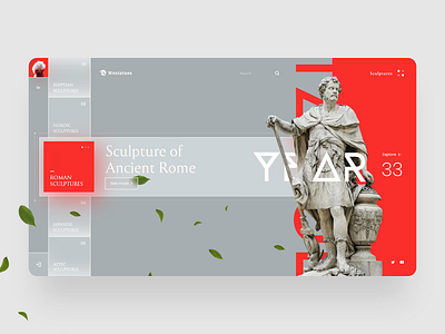 Sculptures Website Concept Design behance clean concept design design desktop flat design fullscreen interface landing minimal orizon sculptures ui ux web webdesign