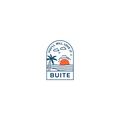 Buite Outdoor beach brand branding design flat illustration logo logodesign nature outdoor outdoor logo outline palm sea sky sun