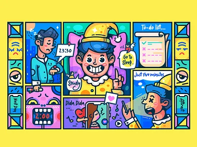 One day angry clock eye illustration iphone line night panic plan