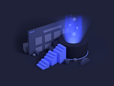 Scale Personalization 3d algolia blogpost branding c4d dark design illustration illustrator light stairs