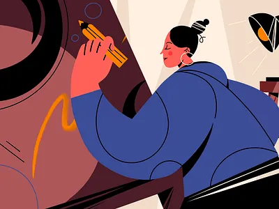 Artist art artist artwork creation design drawing flat icon illustration pencil sketch vector