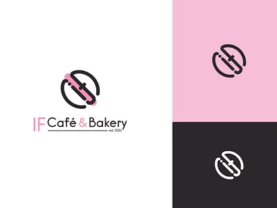 IF Cafe & Bakery branding design icon illustrator logo minimal vector