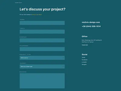 Get in touch form | VIS-A-VIS digital agency design figma form get in touch minimalform minimalism typography ui uidesign uiform uiinspiration uiux web webdesign