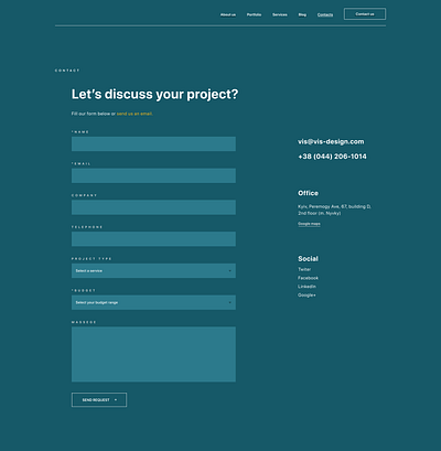 Get in touch form | VIS-A-VIS digital agency design figma form get in touch minimalform minimalism typography ui uidesign uiform uiinspiration uiux web webdesign