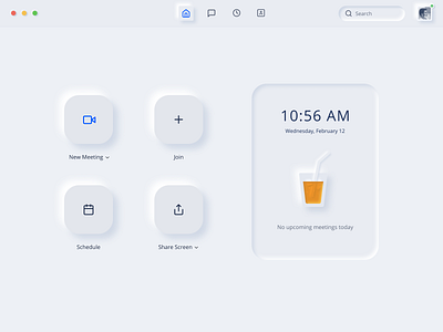 Neumorphism - Zoom 2020 trend clean concept figma iconography illustraion light neomorphic neomorphism product redesign shadow trend ui userinterface ux zoom