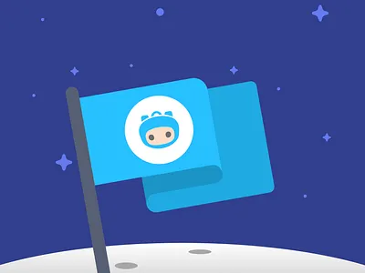 Landing on the moon flag illustration kartable moon school vector