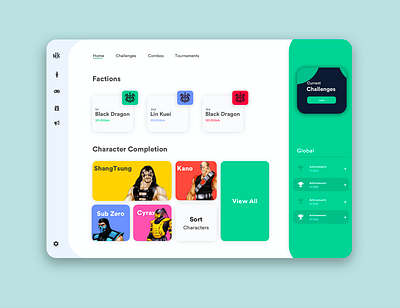 Mortal Kombat Dashboard animation app branding clean dashboard design game graphic icon illustrator interaction ios iphone logo mortalkombat ui ux web web design website