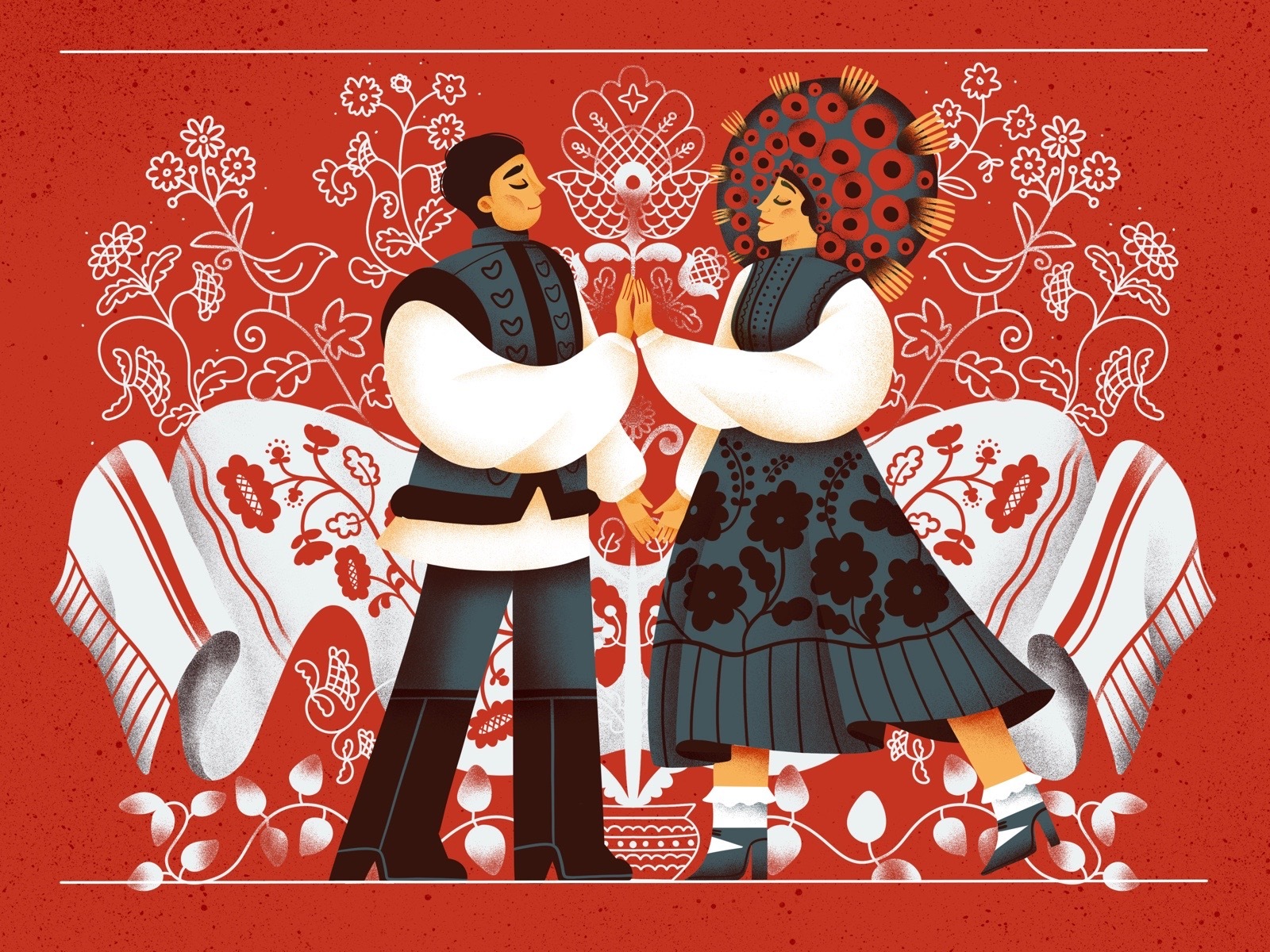 How to Draw Traditional Romantic Couple In Puja