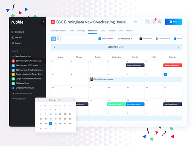 Rubble - calendar view branding design mobile app ui design uiux user experience userinterface ux uxui