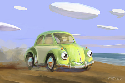 Catch me 2 :) car cartoon cartoon character cartoon illustration illustrator visdev visual development