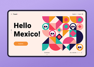 Hello Mexico! Main Screen. design flat geometic geometric design geometry illustration logo minimal travel traveling web website