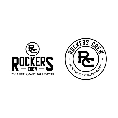 Rockers Crew Logo black black white brand identity branding classic foodtruck icon logo logo design logo mark logotype monogram monogram logo roundlogo symbol typography vector white wordmark