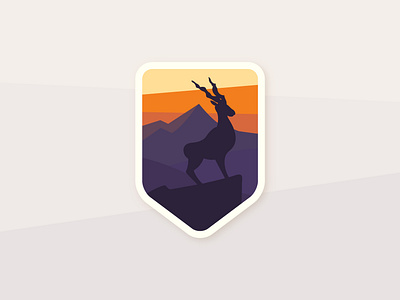 Sunset markhor antelope badge horizon illustration markhor sunset