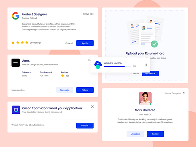 JobBoard Elements Inspiration app card cards components element elements interface interface components interface elements job job finder jobboard minimalism minimalistic minimalistic elements modal modals ui ui design ux