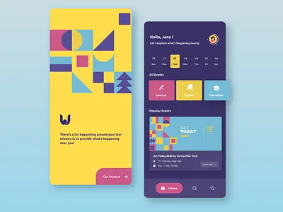 Uvento App - Colorful app clean clean design colorful design events minimal mobile rebound ui ux