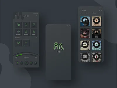 Mudi music player app branding design neumorphic skeumorphic skeumorphism ui uiux ux uxdesign