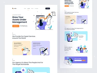 Landing Page Design agency application branding business creative design digital growth header illustration illustrations landing page minimal solution technology ui vector web web design website
