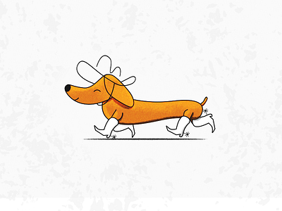 howdy partner 2d cowboy dachshund dog good boy illustration