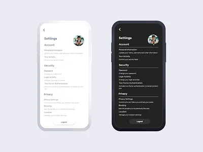 Settings app art daily 100 challenge design flat minimal profile typography ui ux