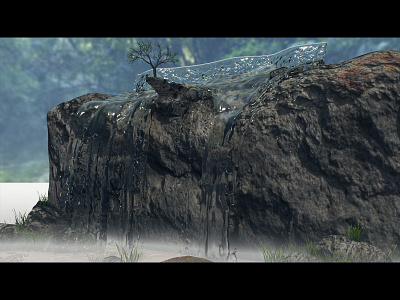 Waterfall 3d bahubali cinematic design dynamics grass greenery jungle lighting maya model realflow rock simulation texturing tree water waterfall