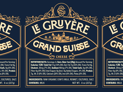 Grand Suisse Gruyère Label agency branding castle cheese concept dribbble food freelance identity illustration independent label label packaging ornate premium studio swiss traditional vintage