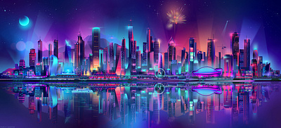 Night City - Pablo Ladosa x Pokerstars branding contemporary design illustration illustrator outrun pabloladosa synthwave vector vectorart