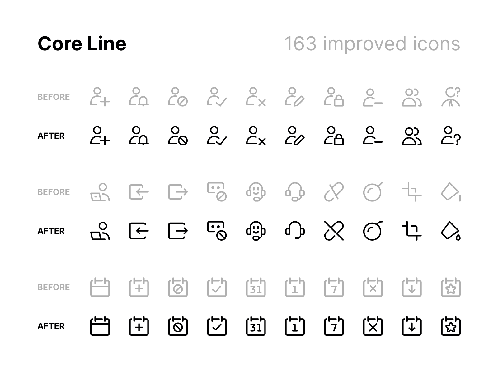 CORE - Improved icons core grid iconography icons interface pictogram set system ui vector