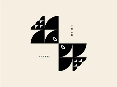 Amar Caribe branding design fish geometry icon icon design idendity illustration logo love modernism symbol vector
